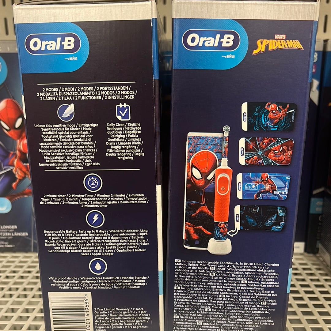 Oral-B Kids Electric Toothbrush (Extra soft) Spider-Man w/ Travel Case