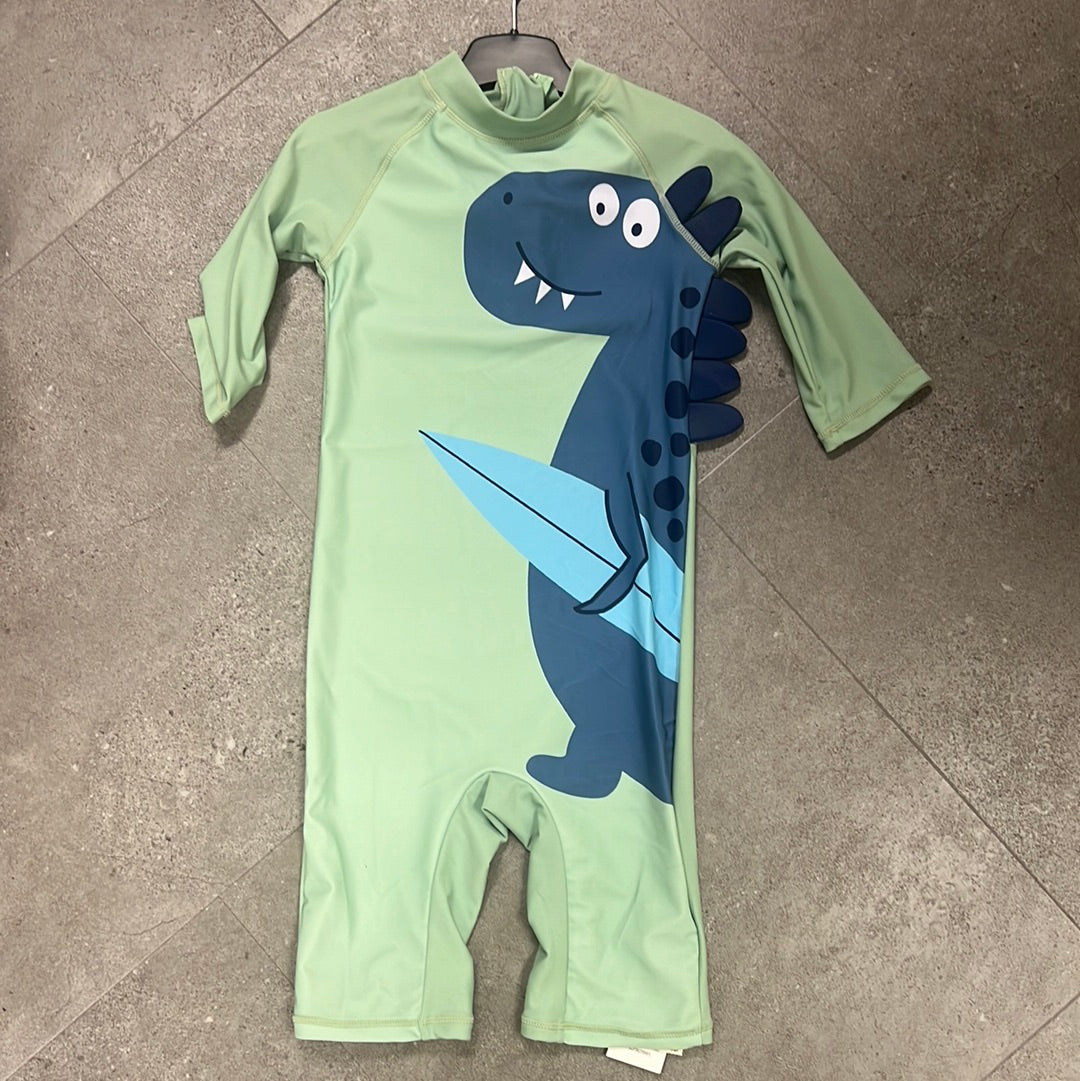 SwimWear Green Dino Body Suit 100% Polyester