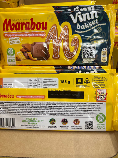 Marabou Chocolate Peppar Kaka 185g (GingerCinnamon Cookies) Winter Edition