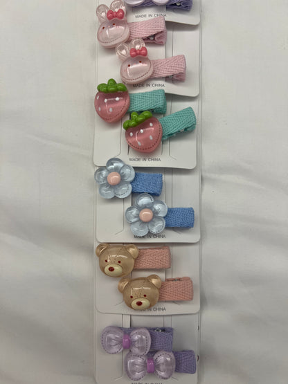 Hair Clip 3D Cute Cartoons (10 sets) A