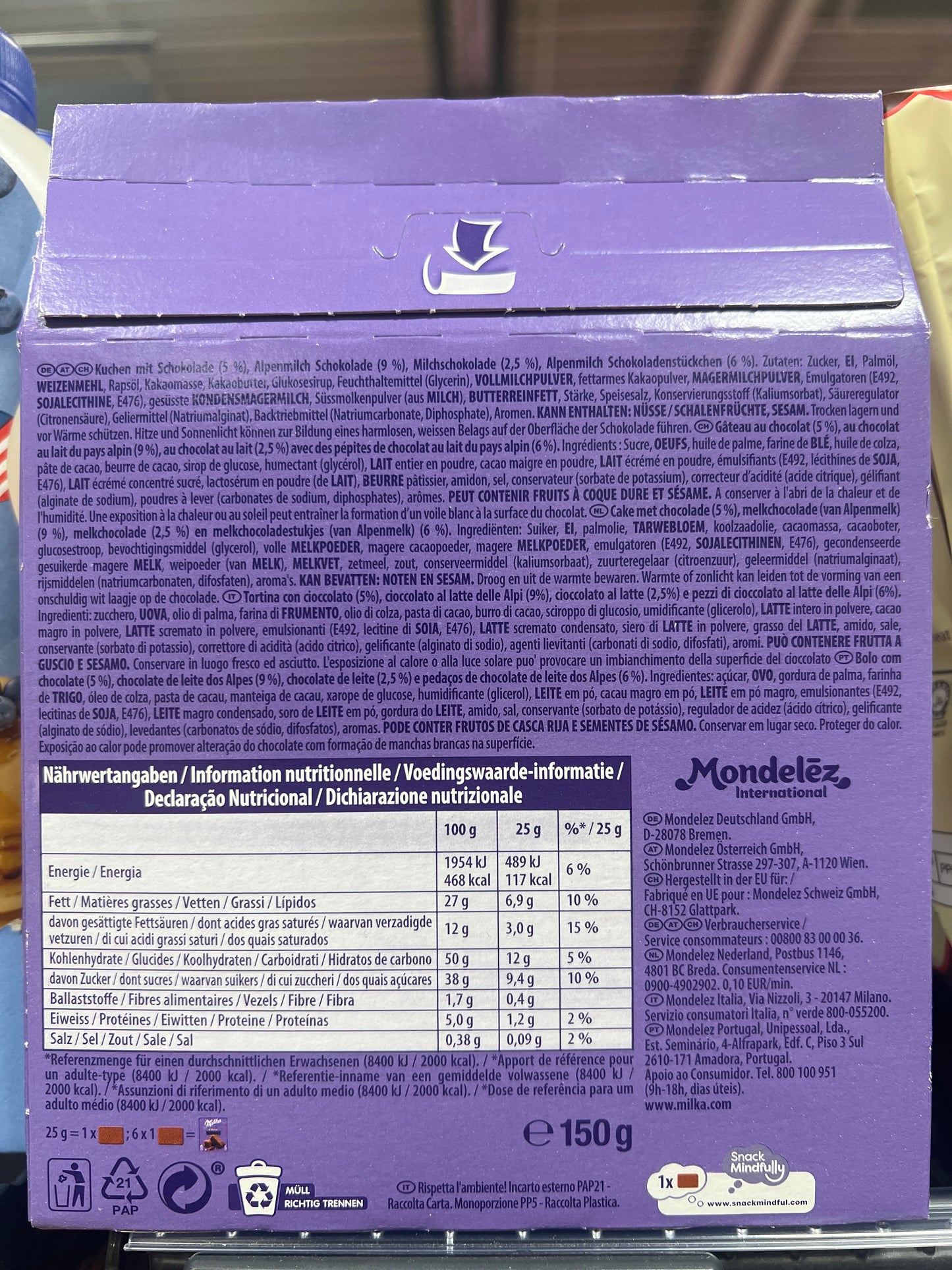 Milka Choc Brownie 6’s 150g