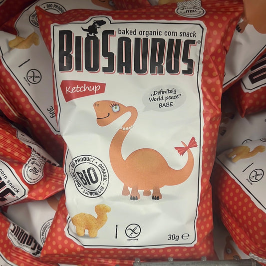 Biosaurus Baked Organic Corn Snack Ketchup 30g