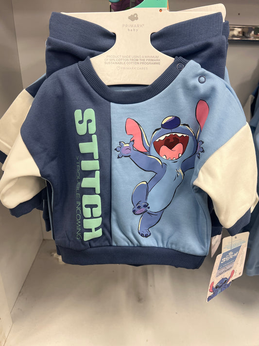 Disney Stitch Sweater Shorts Baby Set Blue