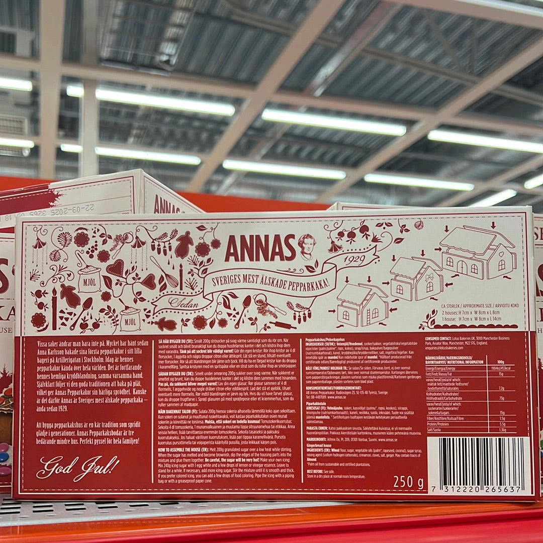 ANNAS Original Pepparkakor (Ginger Cinnamon) GingerBread 3 Small House 250g