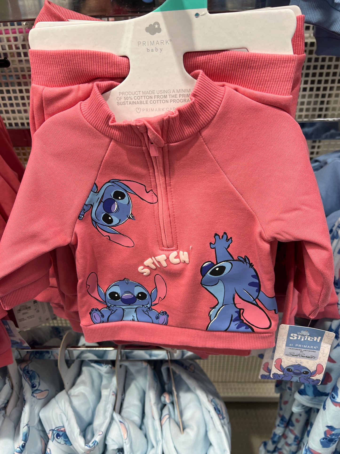 Disney Stitch Sweater w/ Pants Baby Set Pink