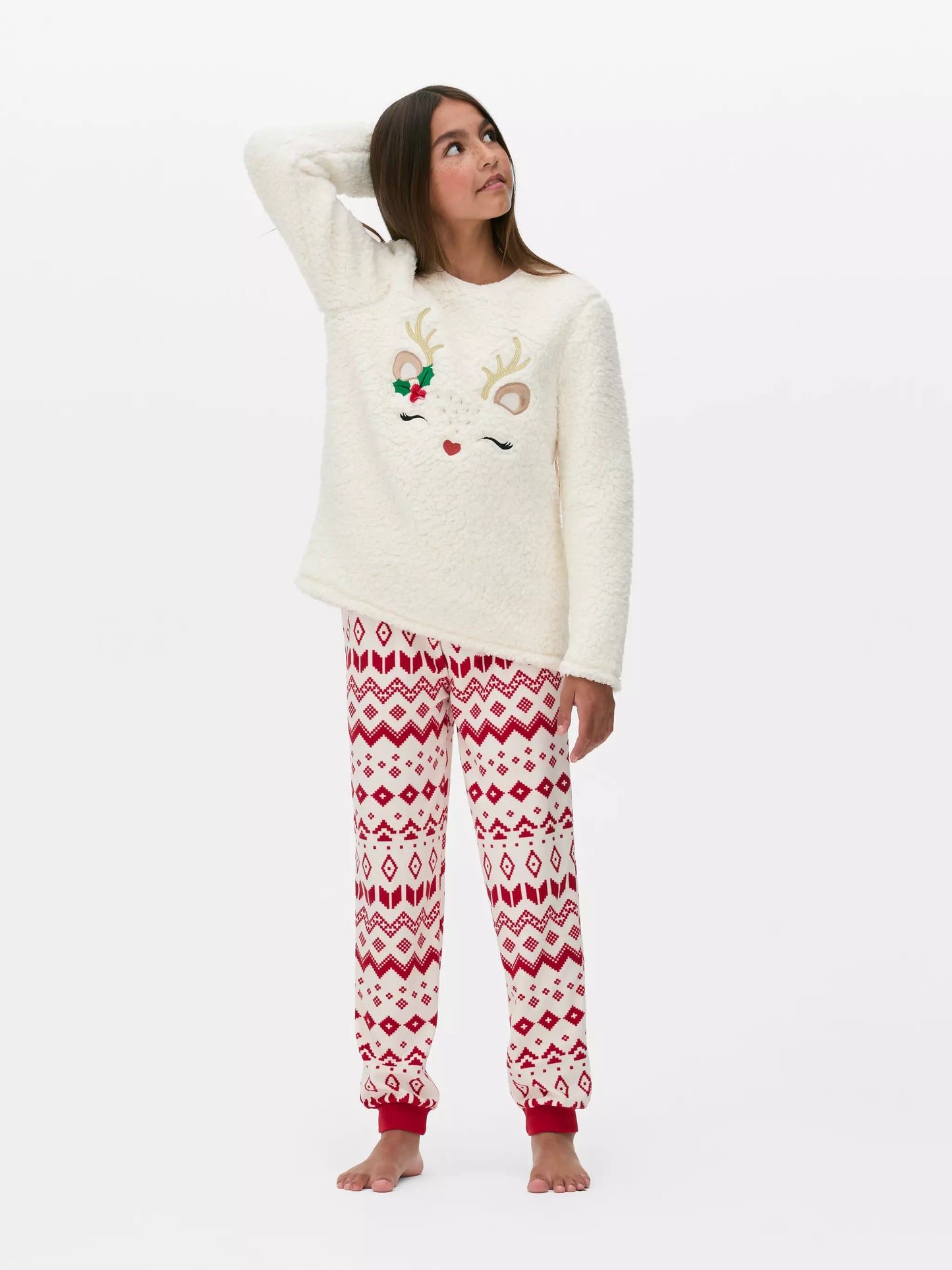 Borg pajamas with reindeer motif Norwegian pattern
