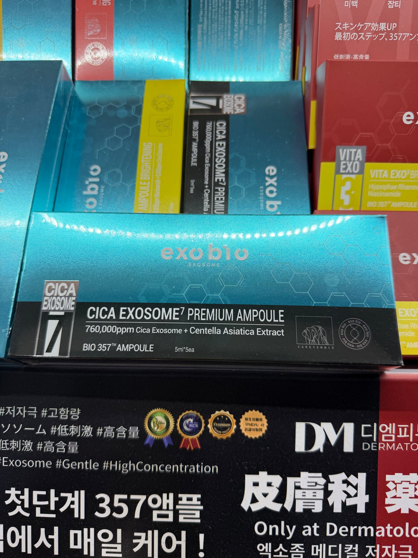 EXOBIO EXOSOME+ (High-Concentration) Premium Face Treatment Ampoule 5ml x5 (CICA, Salmon PDRN, Niacinamide)