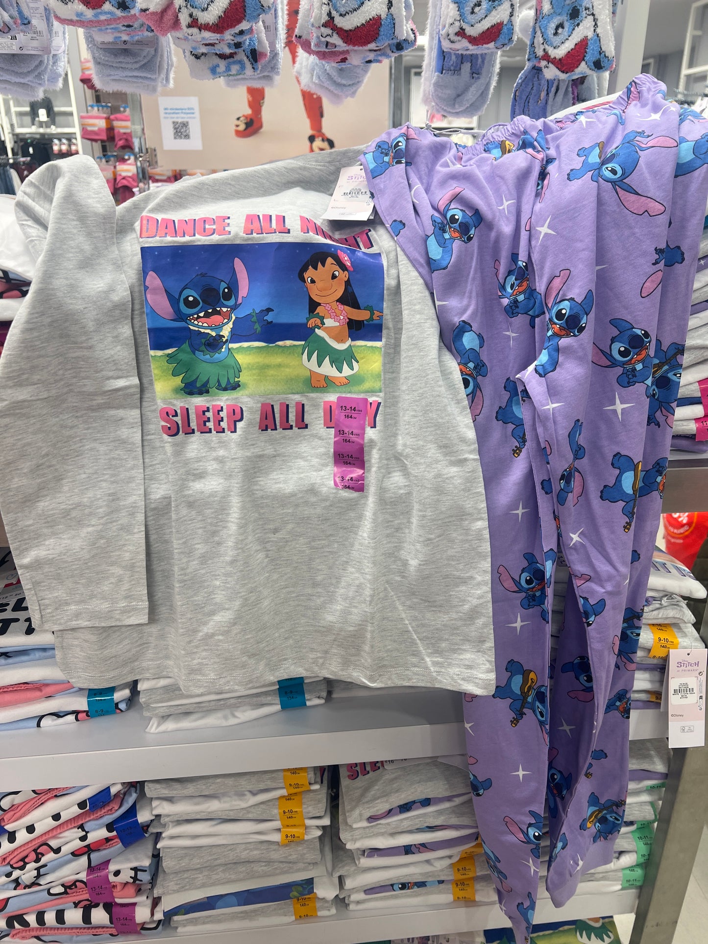 Disney Stitch Long Sleeves pajamas Grey Purple