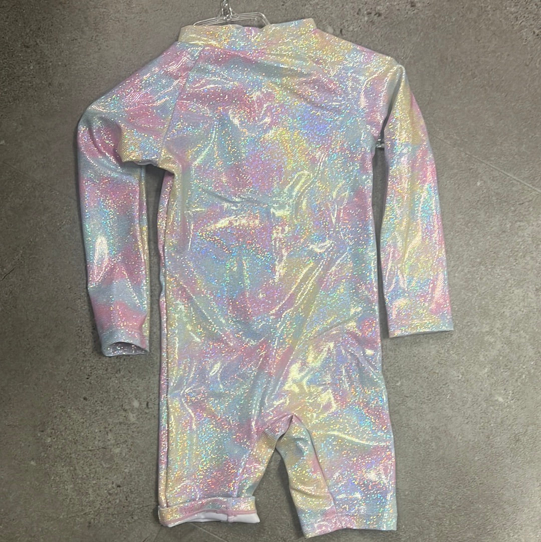 SwimWear Glitter Rainbow Body Suit 100% Polyester