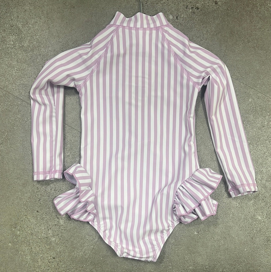 SwimWear Purple Stripes Body Suit 100% Polyester