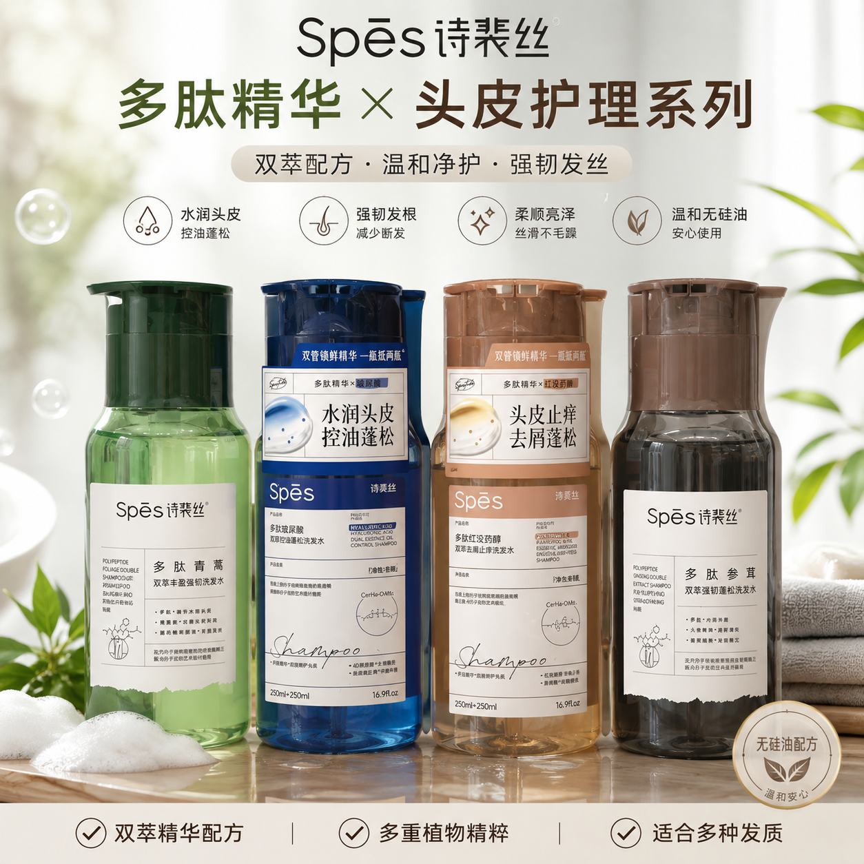 SPĒZ DUAL Essence Polypeptide Shampoo (250ml+250ml)