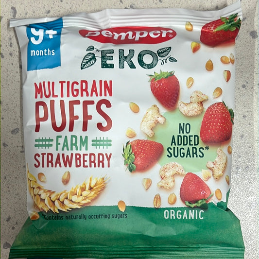 Semper Multi Grains Puffs Strawberry (9m+) 18g ORGANIC