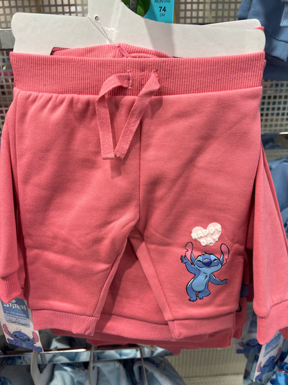 Disney Stitch Sweater w/ Pants Baby Set Pink