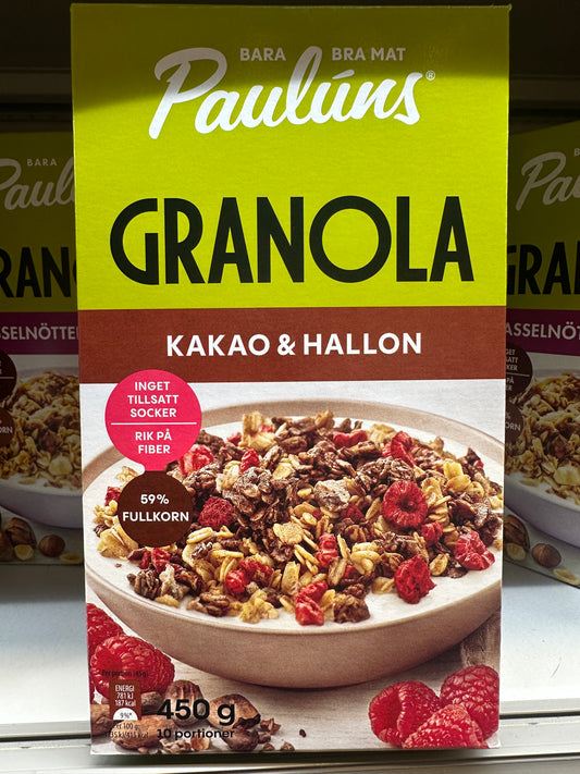 Paulúns Granola Cocoa & Raspberry 450g (10 Portion) NO SUGAR ADDED