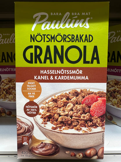 Paulúns Granola Hazelnut Butter, Cinnamon, Cardamon 450g (10 Portion) NO SUGAR ADDED