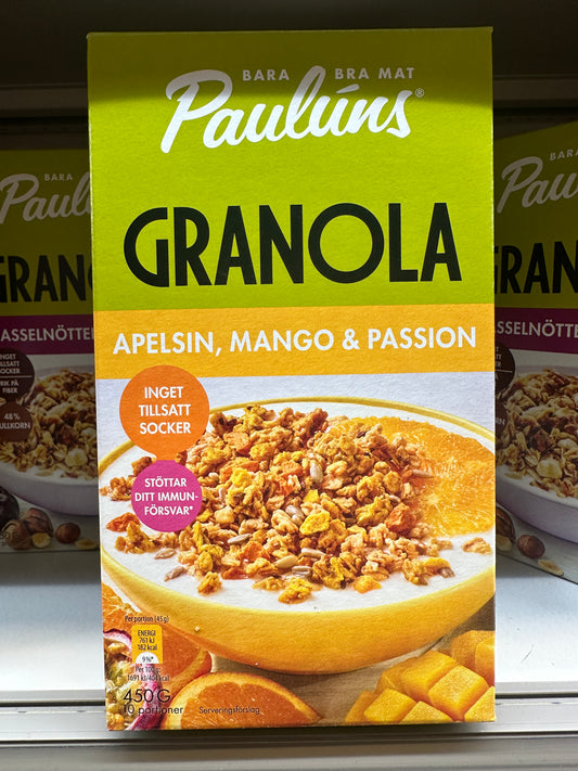 Paulúns Granola Orange, Mango & Passionfruit 450g (10 Portion) NO SUGAR ADDED