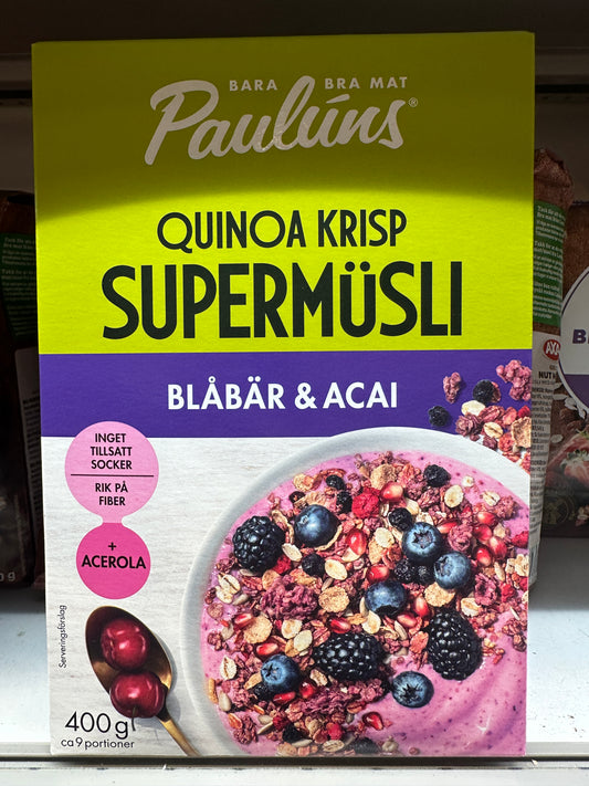 Paulúns SuperMusli Blueberry & ACAI 400g (9 Portion) NO SUGAR ADDED