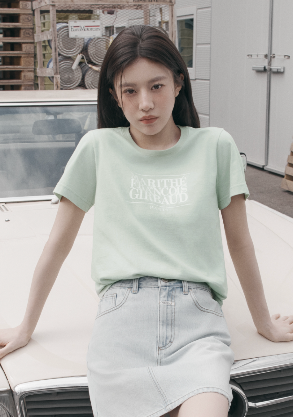 MARITHE - W CLASSIC CROP TEE - LIGHT GREEN