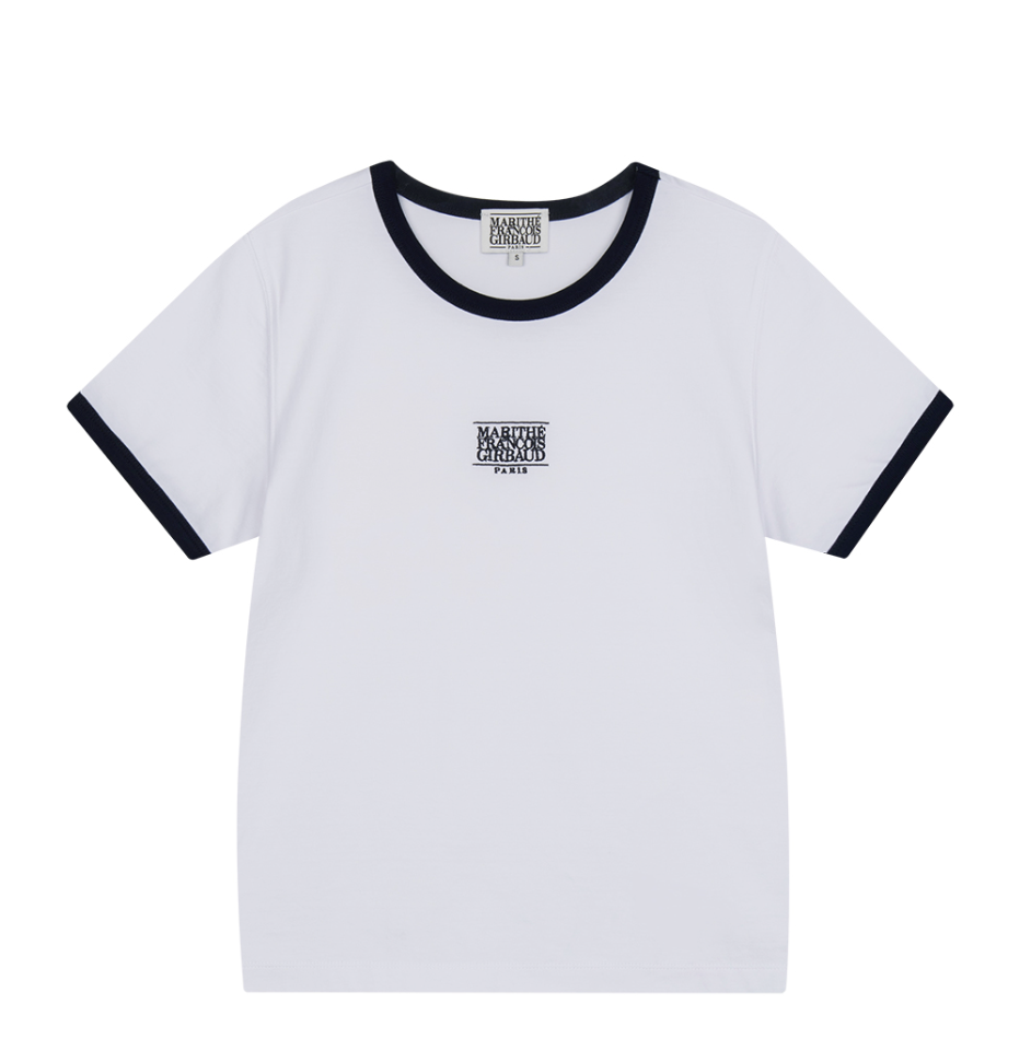 MARITHE - W CLASSIC RINGER TEE - WHITE