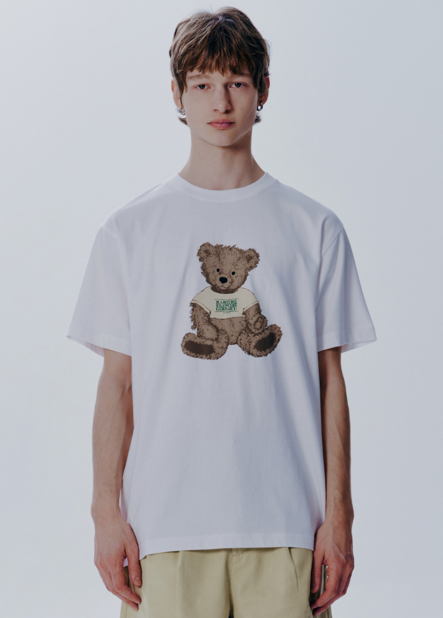 MARITHE - DOODLE BEAR TEE - WHITE/COLOUR BEAR (UNISEX)