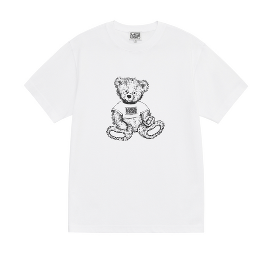 MARITHE - DOODLE BEAR TEE - WHITE/BLACK BEAR (UNISEX)