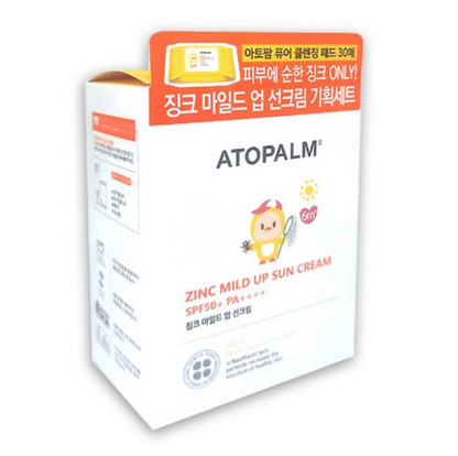 ATOPALM Zinc Mild Up Sun Cream 65g SPF50+ PA++++ (Free Atopalm Pure Cleansing Pad 30pads 62g)