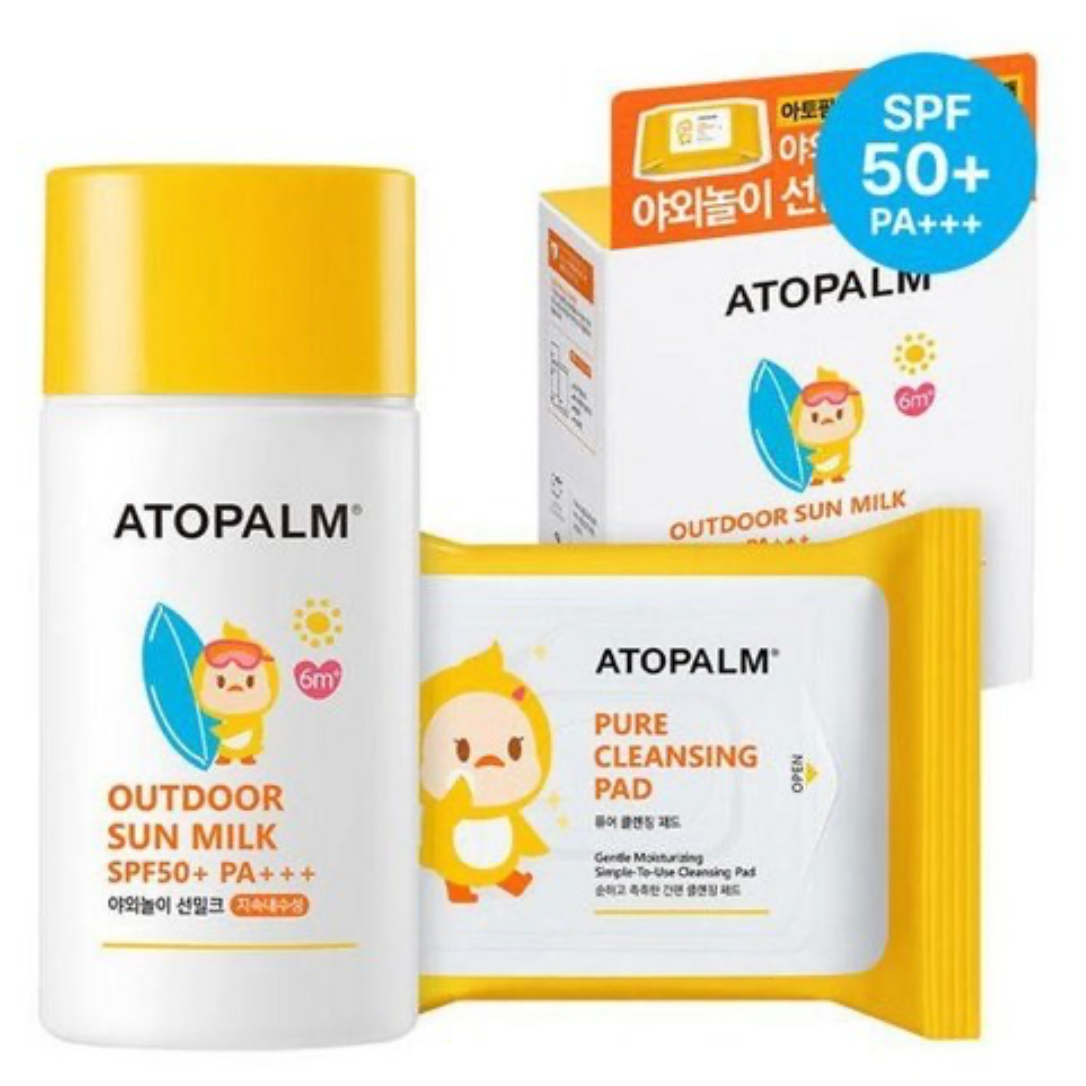 ATOPALM Outdoor Sun Milk 55g SPF50+ PA+++ (Free Atopalm Pure Cleansing Pad 30pads 62g)