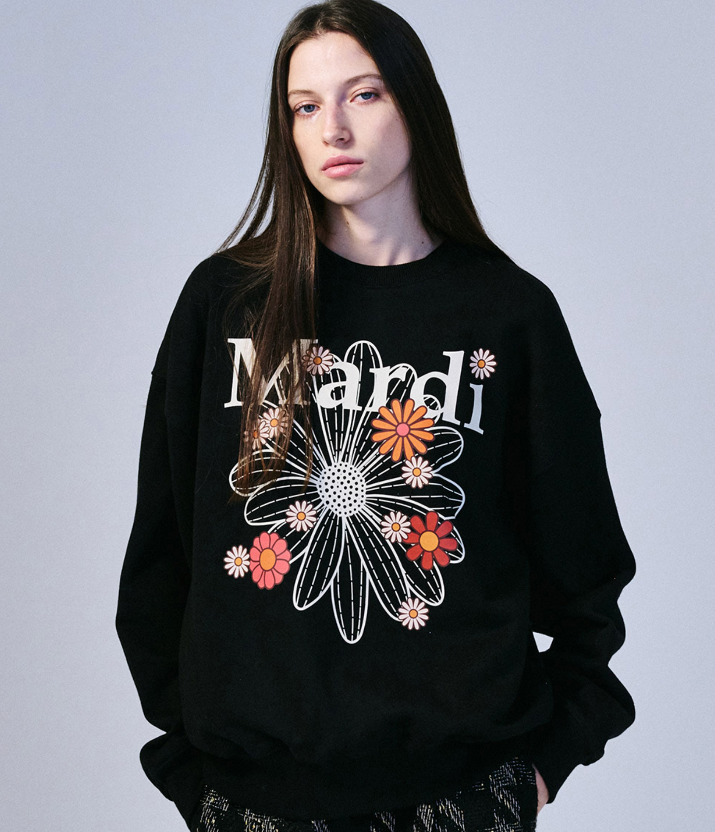 MARDI MERCREDI - SWEATSHIRT FLOWERMARDI BLOSSOM - BLACK CREAM