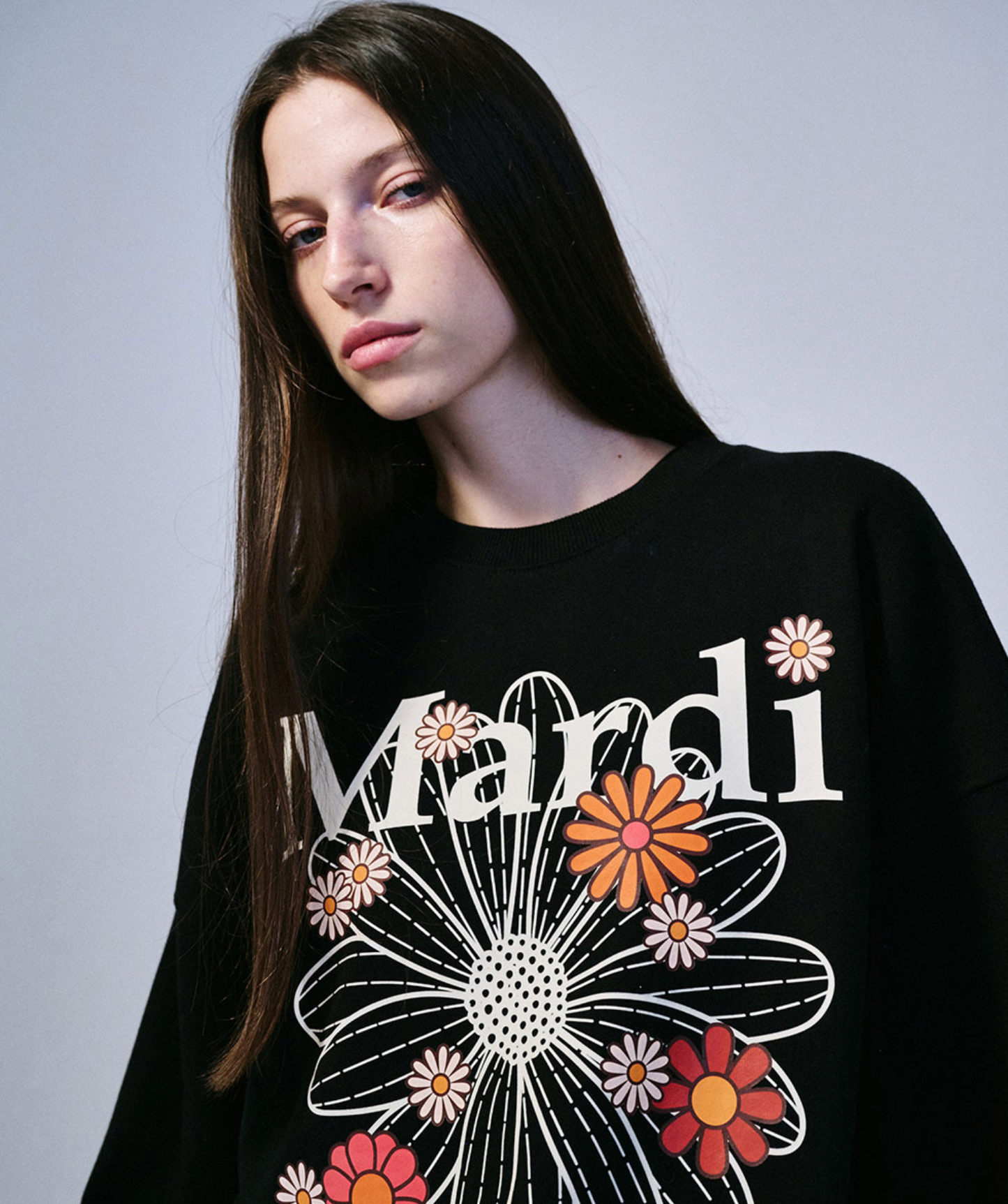 MARDI MERCREDI - SWEATSHIRT FLOWERMARDI BLOSSOM - BLACK CREAM