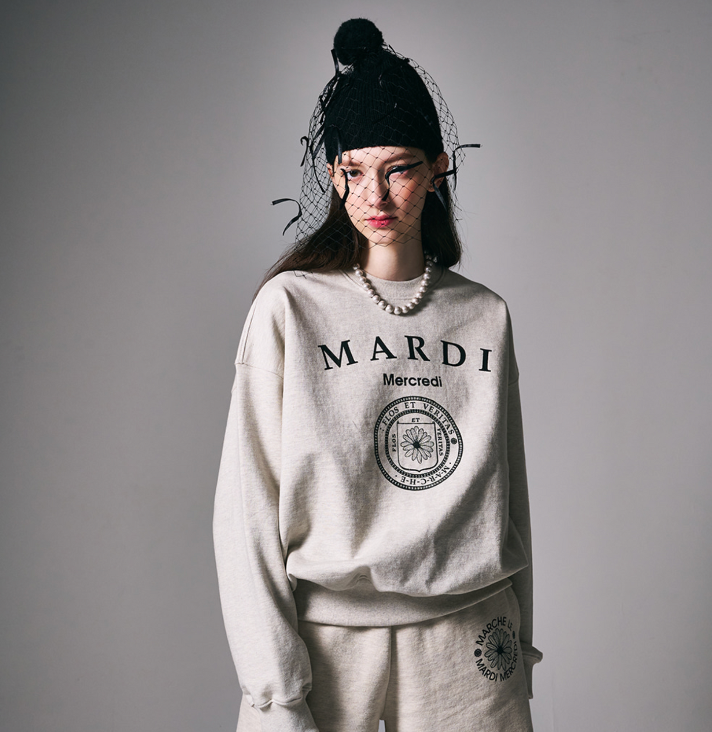 MARDI MERCREDI - SWEATSHIRT UNIV - OATMEAL BLACK