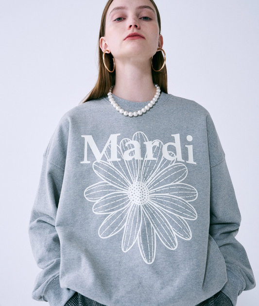 MARDI MERCREDI -  SWEATSHIRT FLOWERMARDI - GREY IVORY