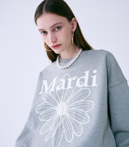 MARDI MERCREDI -  SWEATSHIRT FLOWERMARDI - GREY IVORY