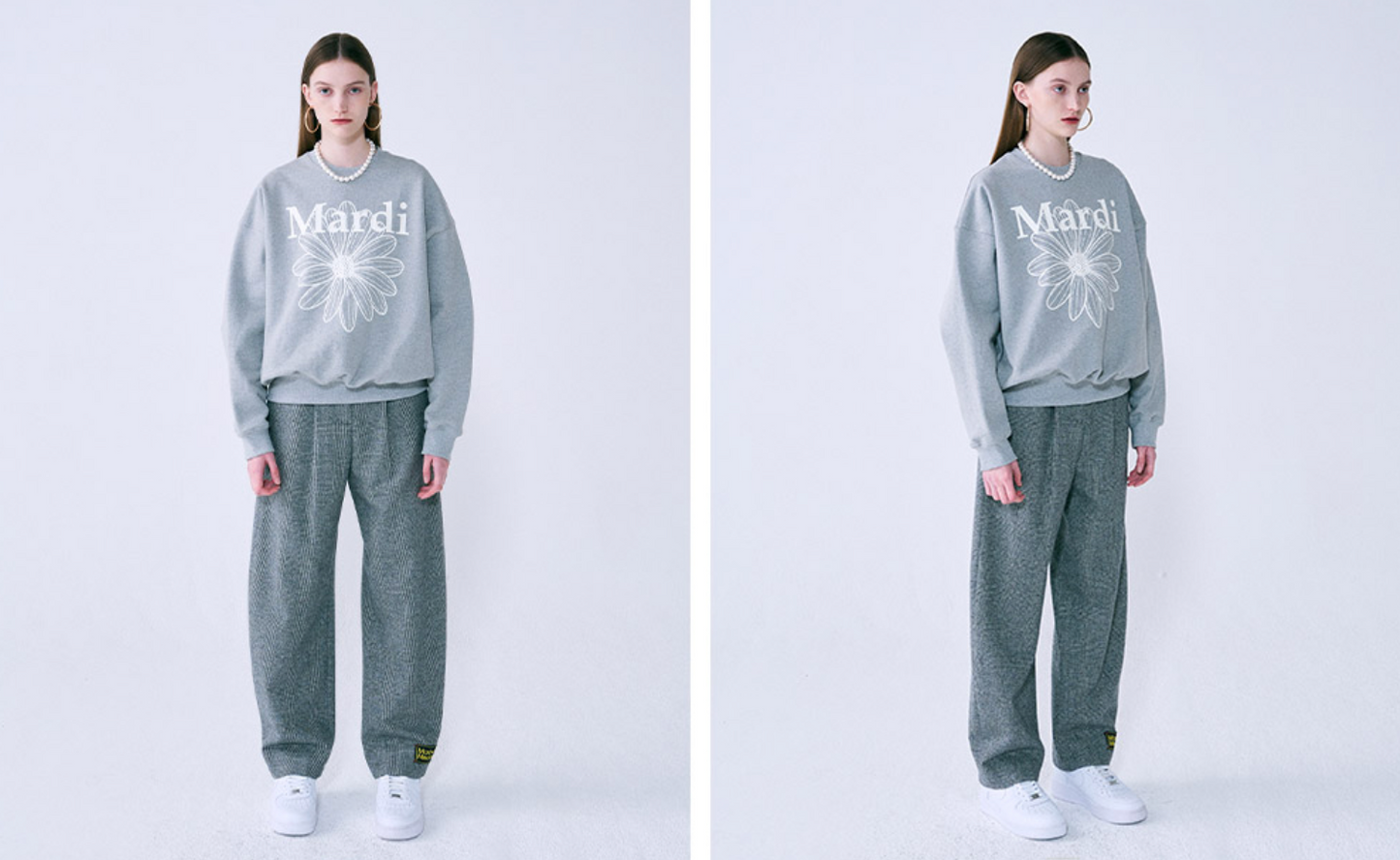 MARDI MERCREDI -  SWEATSHIRT FLOWERMARDI - GREY IVORY