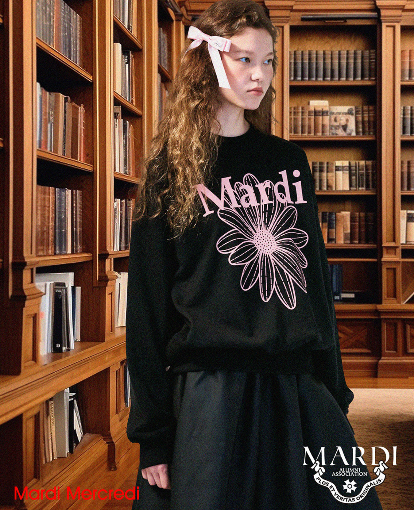 MARDI MERCREDI -  SWEATSHIRT FLOWERMARDI - BLACK PINK