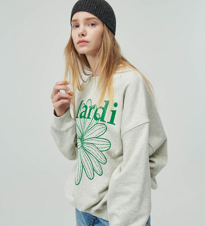 MARDI MERCREDI -  SWEATSHIRT FLOWERMARDI - OATMEAL GREEN