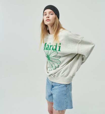 MARDI MERCREDI -  SWEATSHIRT FLOWERMARDI - OATMEAL GREEN