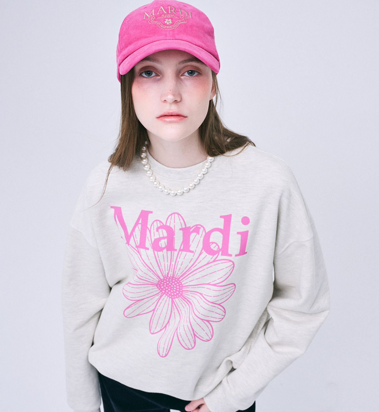 MARDI MERCREDI - SWEATSHIRT FLOWERMARDI - OATMEAL PINK