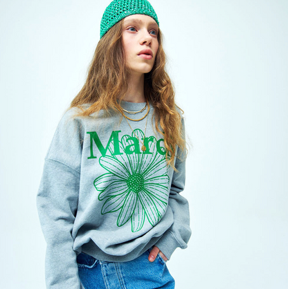 MARDI MERCREDI - SWEATSHIRT FLOWERMARDI - GREY GREEN