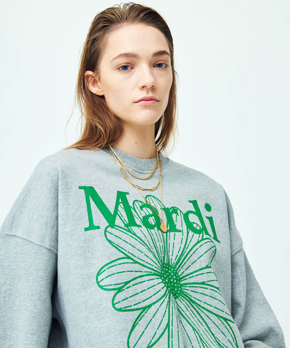 MARDI MERCREDI - SWEATSHIRT FLOWERMARDI - GREY GREEN