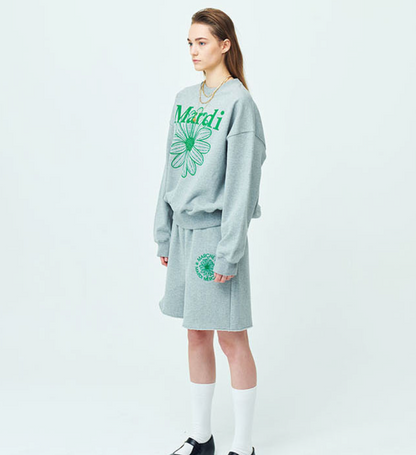 MARDI MERCREDI - SWEATSHIRT FLOWERMARDI - GREY GREEN