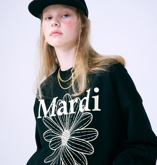 MARDI MERCREDI -  SWEATSHIRT FLOWERMARDI - BLACK CREAM