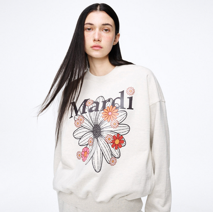 MARDI MERCREDI -  SWEATSHIRT FLOWERMARDI BLOSSOM - OATMEAL BLACK