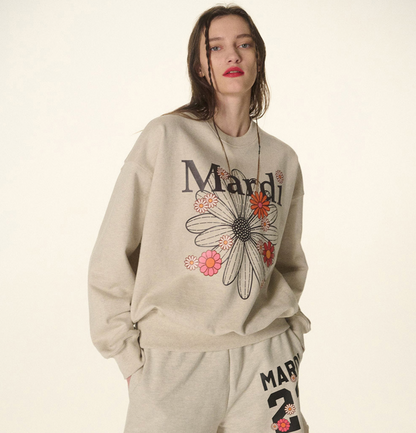 MARDI MERCREDI -  SWEATSHIRT FLOWERMARDI BLOSSOM - OATMEAL BLACK