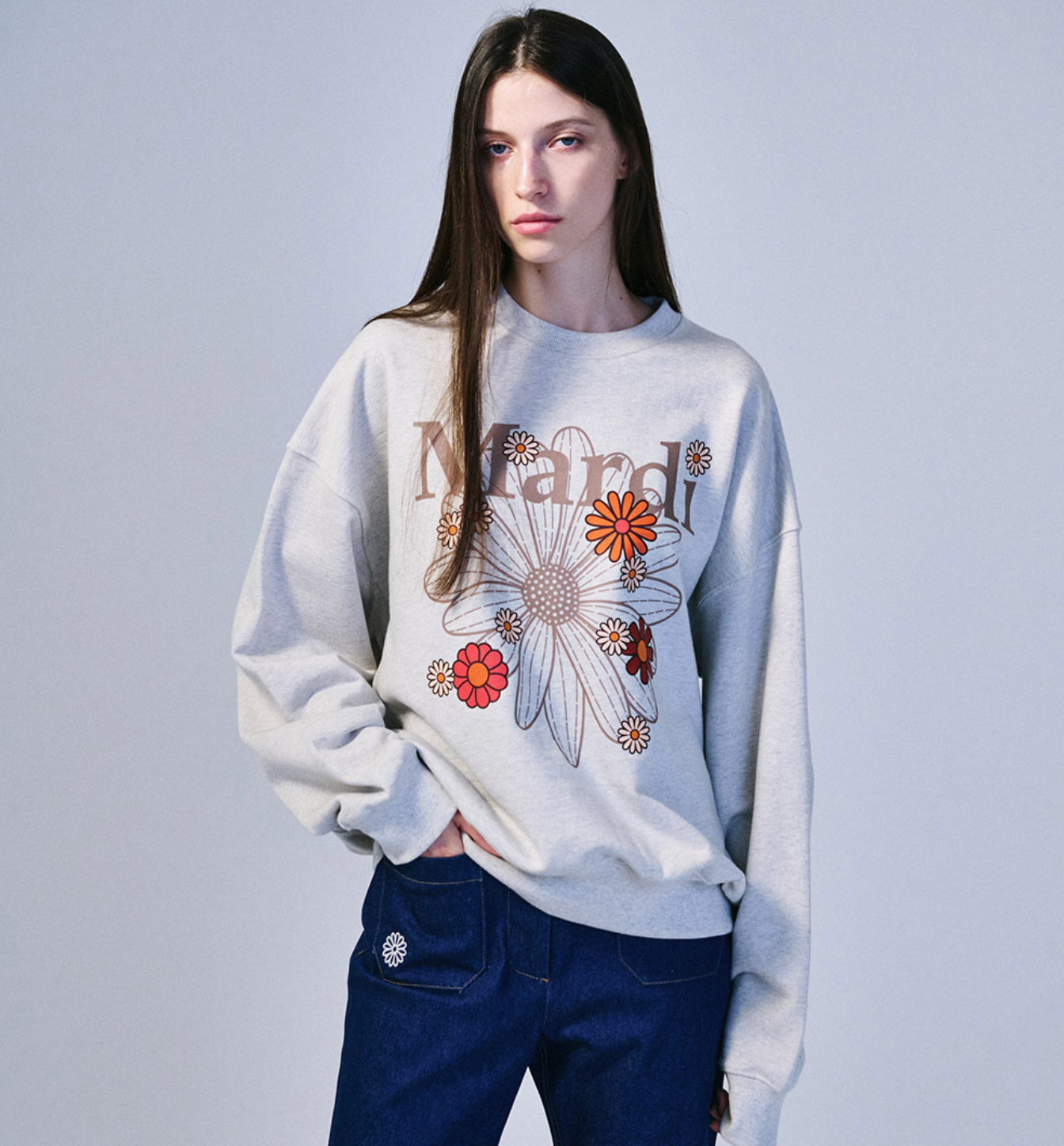 MARDI MERCREDI -  SWEATSHIRT FLOWERMARDI BLOSSOM - OATMEAL TAUPE