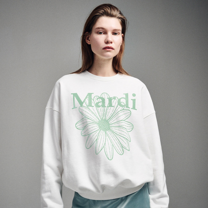 MARDI MERCREDI -  SWEATSHIRT FLOWERMARDI - WHITE MINT