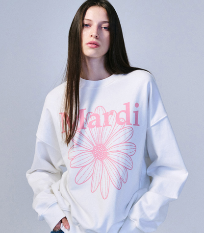 MARDI MERCREDI -  SWEATSHIRT FLOWERMARDI - WHITE PINK