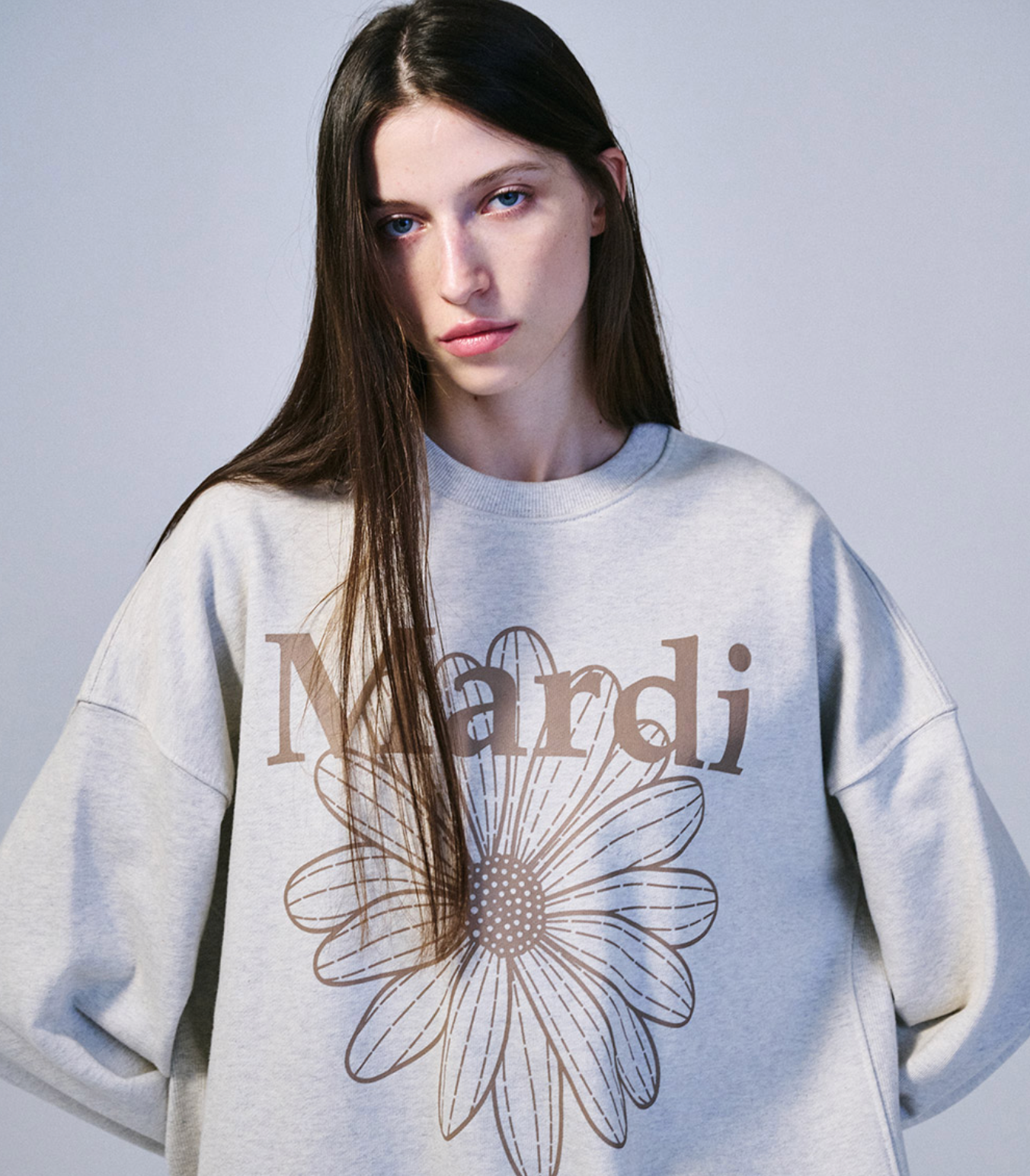 MARDI MERCREDI -  SWEATSHIRT FLOWERMARDI - OATMEAL TAUPE