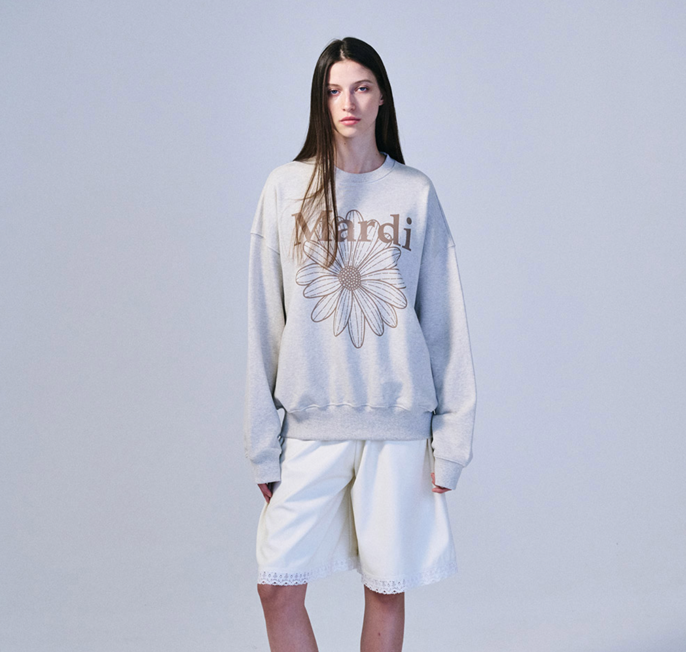 MARDI MERCREDI -  SWEATSHIRT FLOWERMARDI - OATMEAL TAUPE