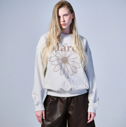 MARDI MERCREDI -  SWEATSHIRT FLOWERMARDI - OATMEAL TAUPE