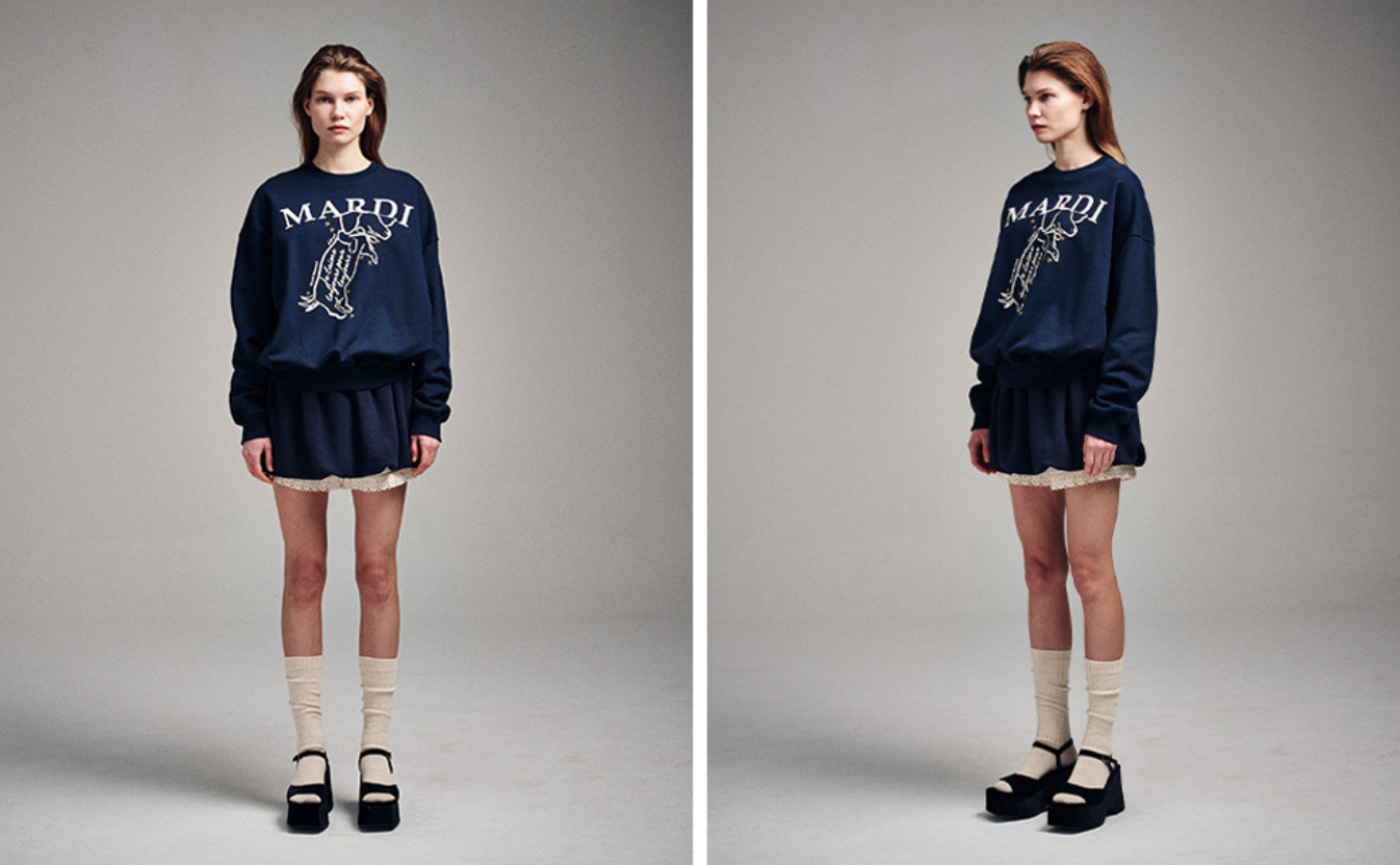 MARDI MERCREDI - SWEATSHIRT SWING THE TAIL DDANJI - NAVY CREAM